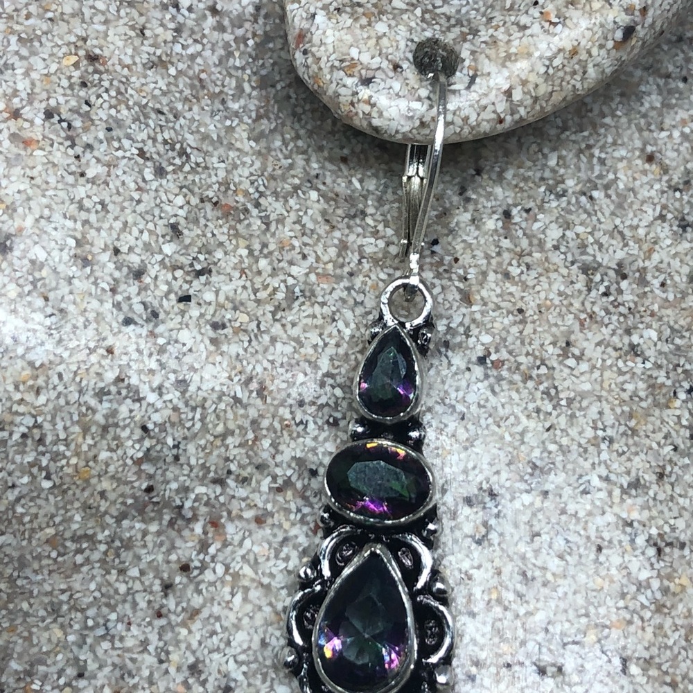 VINTAGE MYSTIC TOPAZ 925 STERLING SILVER EARRINGS